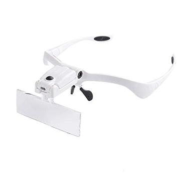 Imagem de Amplificador de montagem de cabeça com 2 suportes de luz LED e faixa de cabeça intercambiáveis de leitura sem as mãos 5 lentes substituíveis para reparo eletrônico de joias e lupas de costura dentária