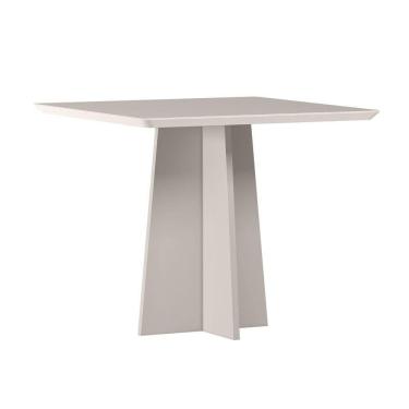Imagem de Mesa De Jantar Para 4 Lugares 90cm Tampo Quadrado Com Vidro Anitta Off White