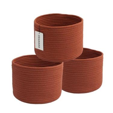 Imagem de XUANGUO Cestos De Armazenamento Algodão Trançado - Pacote Com 3 Caixas Redondas (25X25X18 Cm) Para Prateleiras, Armários E Estantes, Organizadores Corda Duráveis Berçário, Bebê, Brinquedos, Páscoa M