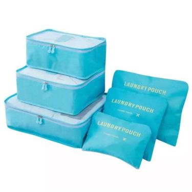 Imagem de Organizador de Mala de Bagagem Viagem Kit 6 Peças Bolsa - oem, Azul