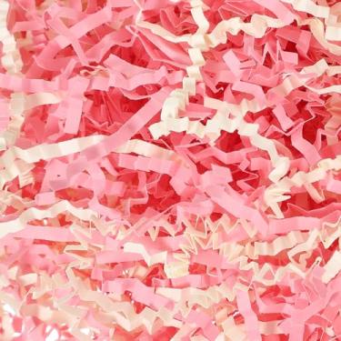 Imagem de PATIKIL Papel de corte enrugado de 100 ml, caixa de papel com almofada de grama para casamento, aniversário, noivado, Natal, artesanato, caixas de presente, sacos de enchimento, laranja claro/rosa