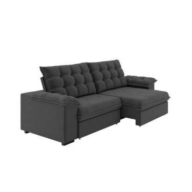 Imagem de Sofá 4 Lugares Retrátil e Reclinável Palermo Veludo Cinza 250 cm