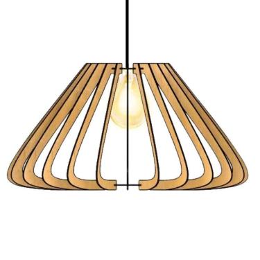 Imagem de Luminária Teto Tipo Pendente Macau Mdf Completa - MDF Cru