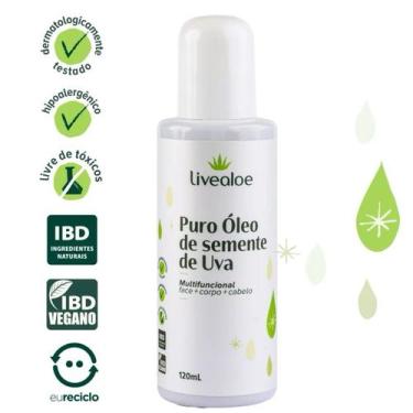 Imagem de Óleo Vegetal Puro Semente de Uva 120ml Livealoe