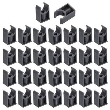 Imagem de uxcell 30 peças de grampos de tubo de água de PVC, fivelas de mangueira de tubulação em forma de U, suporte de tubo de irrigação para 20 mm OD para bandejas de TV, tubo de suporte de mangueira, cinza
