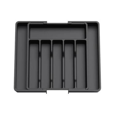 Imagem de Organizador De Gavetas De Cozinha Organizador De Utensílios Ajustável Talheres Para Garfos(Preto)