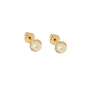 Imagem de Brinco De Ouro 18k Torcido Com Pérola Natural 3mm Infantil - ZELLO JÓI