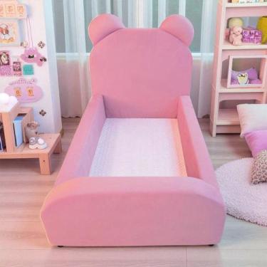 Imagem de Cama Montessoriana Juvenil Menina Confortável Soft com Colchão Rosa - 