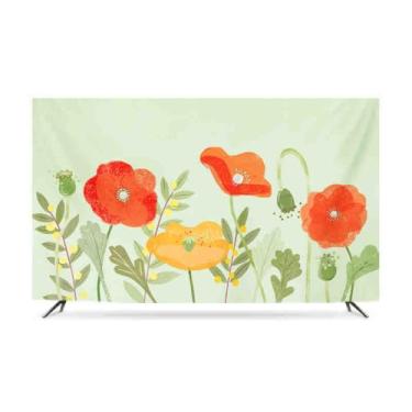 Imagem de HSTANGKY Capa de TV 32-80 polegadas capa contra poeira interna poliéster à prova de poeira protetor de tela de TV interior macio capa de tela de TV LCD/LED para quarto sala de estar flor 2||65