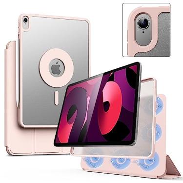 Imagem de Marasone Capa magnética para iPad de 10 polegadas, capa magnética para iPad Air 4/5, capa protetora removível com suporte de três dobras com suporte para lápis, hibernar/despertar automático (rosa)