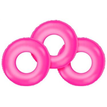 Imagem de Kit 3 Boia Neon Circular Colorida 60cm Infantil Piscina Praia Criança Redondo Brinquedo Inflável (Rosa)