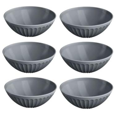 Imagem de Conjunto Bowl Multiuso de Plástico, Design Moderno, Livre de BPA, Utensílio Cozinha, Kit Tigelas, Pote Resistente, P/Salada Frutas Refeição (Kit C/ 6 - Cinza)