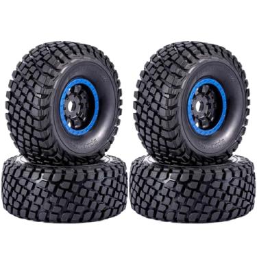 Imagem de Chanjorlin 1/7 1/8 RC Short Course Truck Tires and Wheels 17mm Hex OD 135mm Off Road Tyres for 1:7 1:8 Scale RC Truck Car HSP TRAXXAS UDR FS FSR Atom ARRMA Mojave 6S EXB YK4072 DF7 4PCS (Blue)