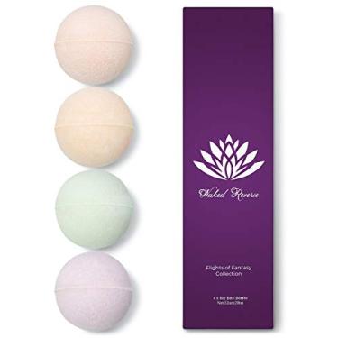 Imagem de Conjunto de presente de bomba de banho para mulheres: óleos essenciais orgânicos totalmente naturais, sal de Epsom e manteiga de karité: 4 bombas de banho extragrandes (227 g) para maior efervescência