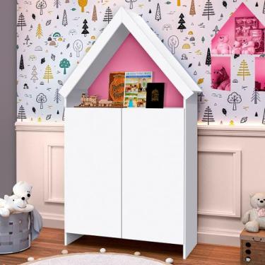 Imagem de Estante para Livros Magia 2 Portas 4 Prateleiras Flex Branco/Rosa - Ga