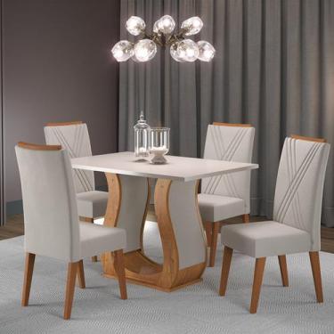 Imagem de Mesa de Jantar 4 Lugares Gol Mel/Blonde/Marfim - Viero Móveis, Bege, M