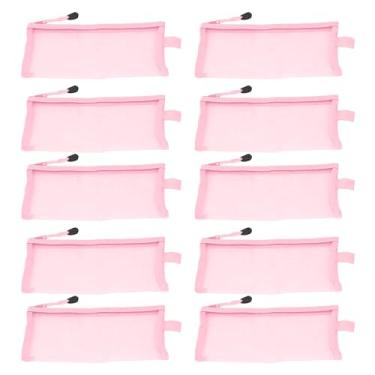 Imagem de TOPINCN 10 Pack Nylon Mesh Zipper Pouch, Impermeáveis Zip File Bags A6 Paper Document File Folders Lápis Pouches Organizador Sacos para Sala de Aula Organização Escolar Material de (Róseo)