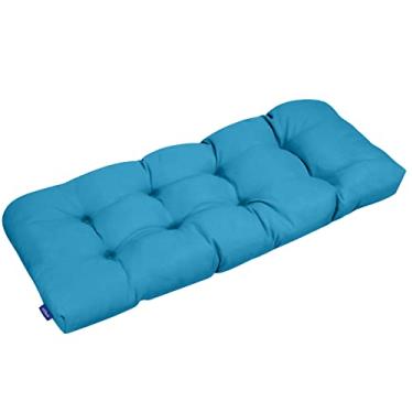 Imagem de INFBLUE Almofada de banco tufada para móveis ao ar livre, almofadas de balanço de pátio, almofadas de sofá para uso ao ar livre com canto redondo (111 cm x 48 cm x 12 cm