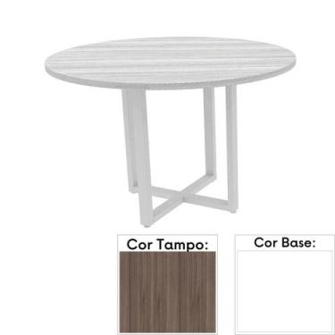 Imagem de Mesa de Reunião Redonda 110 x 110 cm Pé Tubular PE25 em MDP Cor Walnut