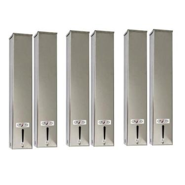 Imagem de Kit 6 Dispensers Quadrado 200ml Inox - CM Design