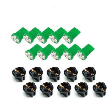 Imagem de PA Lâmpada LED LED 10x T10 168 194 Painel de instrumentos Painel de Luz 1/5.1 cm Twist Lock Socket -12V (Verde)
