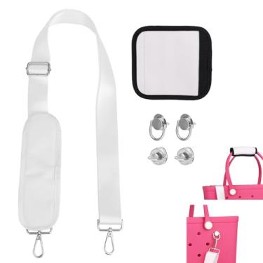 Imagem de lasuroa Justável Alça de Saco, Destacável Correia Ombro Almofadada Sacos com Luva de Pega Extra-Longa Correias Substituição para Bogg Sacos Viagem Nos Tamanhos XL Médio (Branco)