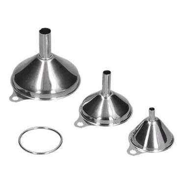Imagem de Funil Dosador Pequeno Inox Kit 3 Tamanhos