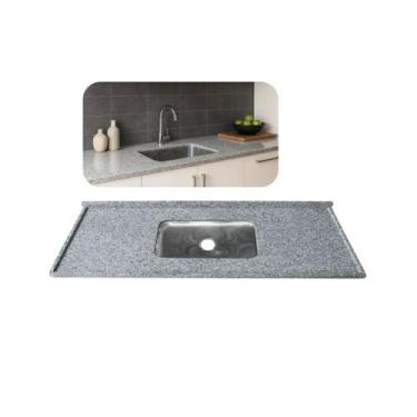Imagem de Pia Cozinha Granito Corumbá 200cm Com Cuba Inox Rasa Simples - Rainha 