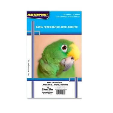 Imagem de Papel Fotográfico Adesivo A4 Glossy 115g 20 Folhas Masterprint Branco
