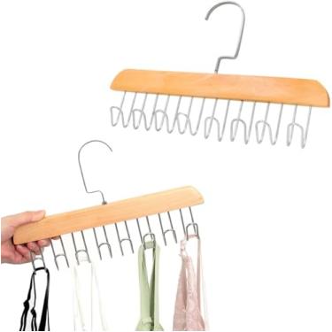 Imagem de Cabide Organizador com Ganchos de Madeira – 8 Ganchos de Metal para Bolsas, Bonés, Gravatas e Acessórios | Compacto, Resistente e Salva Espaço no Armário