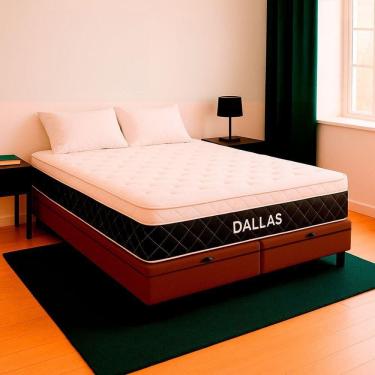 Imagem de Cama Box Baú Queen Marrom E Colchão Dallas Molas Vstore