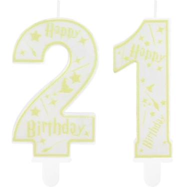 Imagem de Hongplus Velas de aniversário para festa de feiticeiro mágico, número 21, enfeite de bolo, tema escolar, feliz aniversário de 21 anos, decorações de bolo para meninos, meninas, crianças, lembrancinhas
