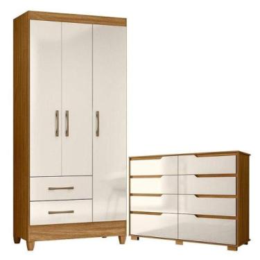 Imagem de Guarda Roupa Solteiro Lima E Cômoda Georgia Freijó Off White - Moval -