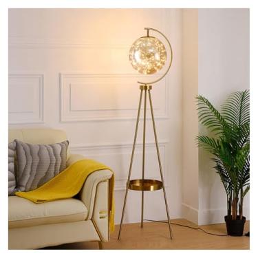 Imagem de Luminária de chão Candeeiro de cabeceira moderno com mesa, candeeiro pé para escritório, café, sala estar, quarto, interruptor e acabamento em latão/dourado(Gold)