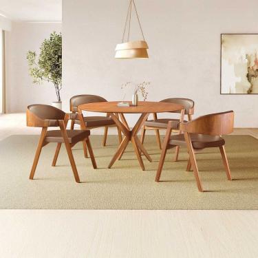 Imagem de Conjunto de Mesa Redonda 120 Cm com 4 Cadeiras Gaia Marrom