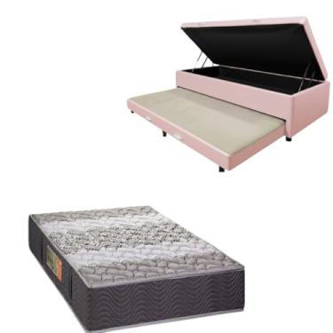 Imagem de Bicama Box Baú com Colchão de Espuma Orthopedic - Solteiro 88x188 (CORINO ROSA)