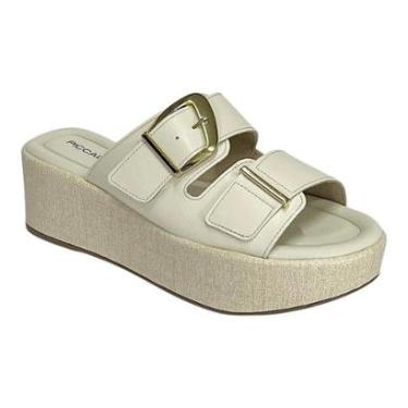 Imagem de Tamanco Picadilly Leia Wide Fit Anabela 485004 Off White-Feminino