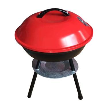 Imagem de simhoa Grelha de carvão portátil BBQ Grill comprimido com pernas triangulares estáveis ​​para panificação de rede para reuniões de família ao ar livre