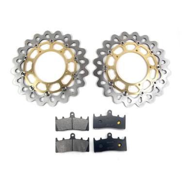 Imagem de Arashi Discos de freio dianteiro Rotores e pastilhas para Suzuki Hayabusa Gen 1 GSX1300R 1999-2007, TL1000R 1998-2002, acessórios de substituição de motocicleta dourado