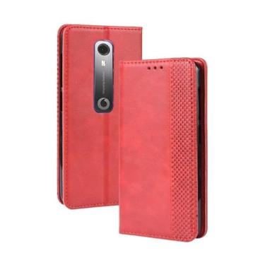 Imagem de Capa para Vodafone Smart N10 VFD630,Retro Flip magnético,Caso de telefone de couro PU,Design de carteira com 3 slots de cartão e 1 clipe de dinheiro -Red
