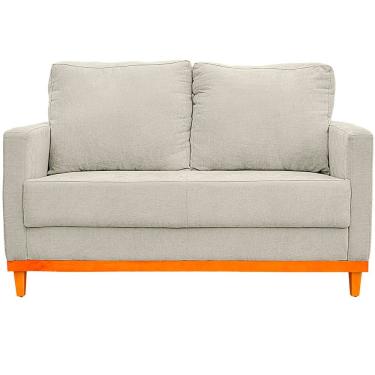 Imagem de Sofa Berlim 2 Lugares Base De Madeira Tecido Impermeavel Bege Cru