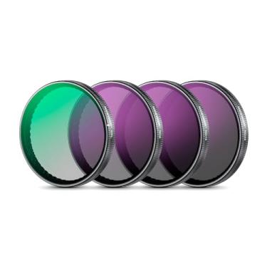 Imagem de Kit 4 Filtros Profissionais CPL ND8 ND16 ND32 para Câmeras de Ação Action 3, Action 4 e Action 5 - Otimize Suas Gravações e Fotos com Controle de Luz e Brilho