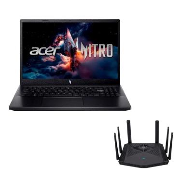 Imagem de Notebook Gamer Acer  Nitro V15 I5-13420H 8GB 512GB SSD RTX 3050 6GB Linux 15.6&quot; + Roteador Gamer Acer Predator Connect W6X Wi-Fi 6 Dual Band AX60