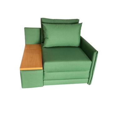 Imagem de Poltrona Cama Solteiro com Tampo Baú Lateral Esquerdo Tecido Acquabloc