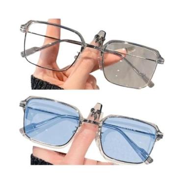 Imagem de Óculos De Sol Vintage Unissex Fotochromic Quadrados Anti Luz Azul Ócul