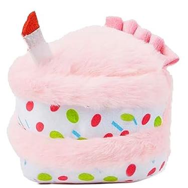 Imagem de TIKSON Brinquedo de pelúcia para cães, brinquedo de pelúcia que range, fofo, engraçado, bolo de aniversário, cupcake, presente para filhotes, rosa