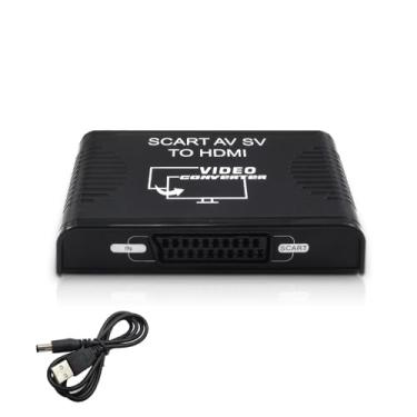 Imagem de HBFQMDJLX Conversor SCART/CVBS/SVIDEO/AV para HDMI, HD 1080P, sincronização de áudio e vídeo, portas banhadas a ouro, aplicável a laptops/desktops/decodificadores/monitores/TVS/projetores