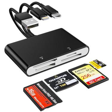 Imagem de Adaptador Memory Stick Pro Duo – 4 em 1 Lightning/USB-C/USB-A Multi Leitor de cartão de memória para SD/Micro SD/MS/xD-Picture-Card, Sony Cybershot Memory Stick Pro Duo adaptador para iPhone/Android