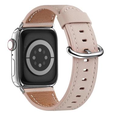 Imagem de WFEAGL Pulseira feminina de couro genuíno para Apple Watch SE e séries 10, 9, 8, 7, 6, 5, 4, 3, 2 e 1 de 41 mm, 40 mm, 38 mm e 42 mm (série 10)