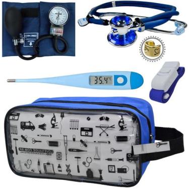 Imagem de Kit Enfermagem Estampada Academico Com Aparelho de Pressao Estetoscopi